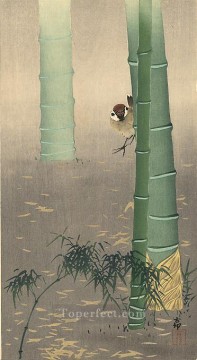  Koson Canvas - tree sparrow and bamboo Ohara Koson Japanese